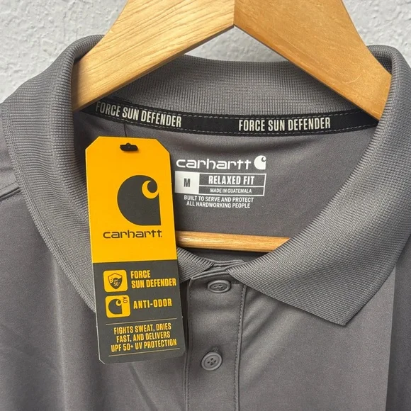 Carhartt Mn’s Sz Small Force Sun Defender Rlxed Fit Lghtwght SSlve Polo in Steel - Picture 4 of 10